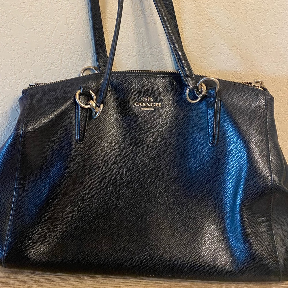 Coach Purse/Bag Black leather with gold accents